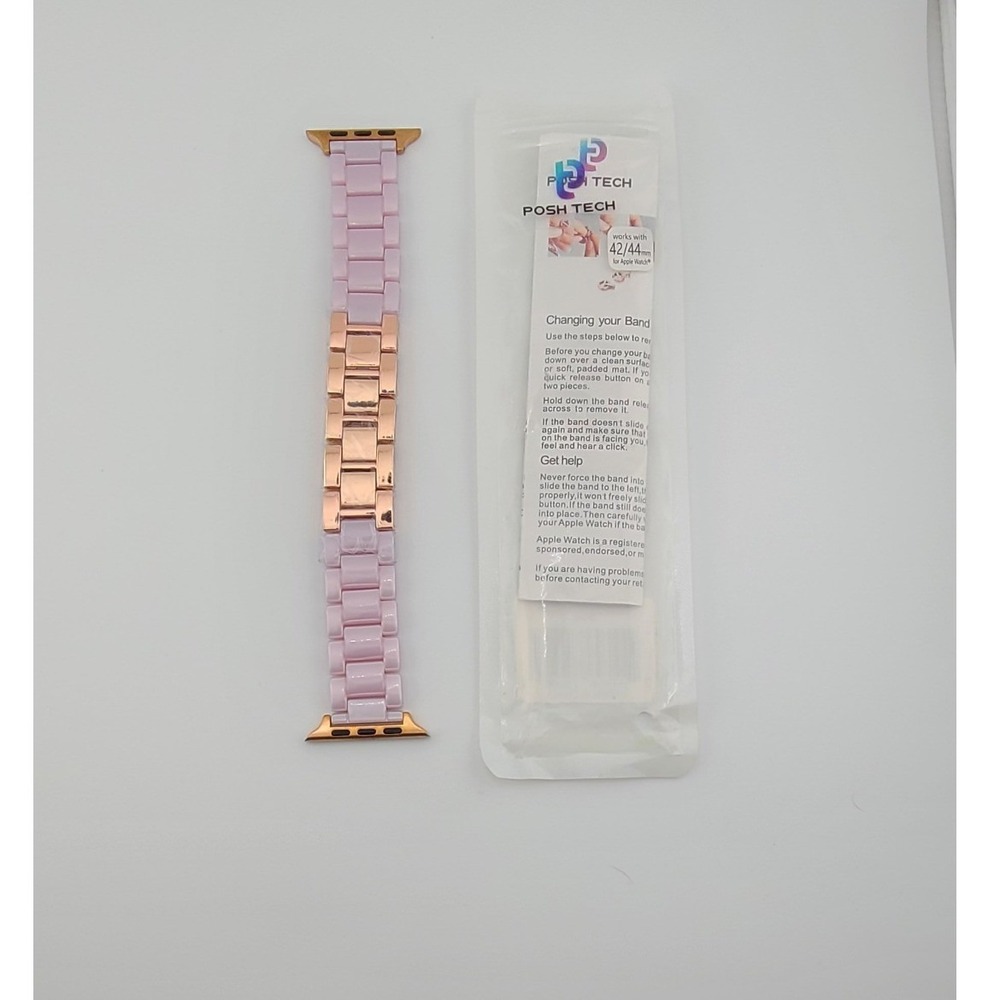 Posh Tech Pink Resin and Rose Gold Watch Band for 42/44mm Apple Watch